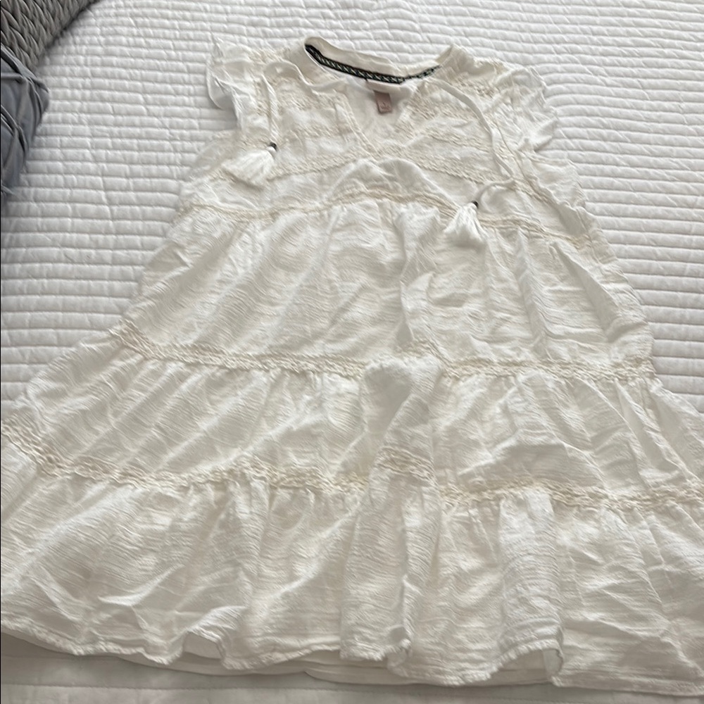 Knox Rose cotton White Ruffled Tiered Sundress with Flutter Sleeves